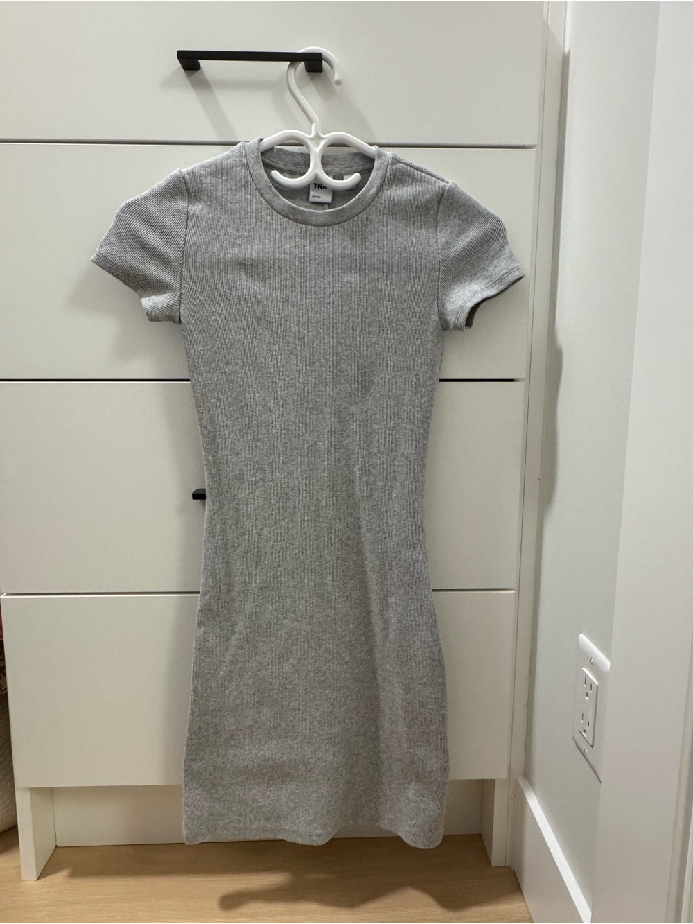 TNA Aritzia Heather Grey Ribbed Mini Dress | Size Small